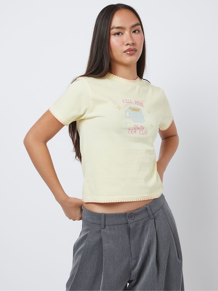 Skinnydip Yellow Fill Your Own Tea Cup Baby T-Shirt - Image 2 of 5