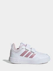 adidas White Pink Hook and Loop Tensaur Sport 3.0 Junior Trainers - Image 1 of 10