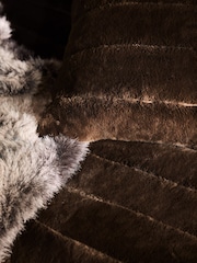 Chocolate Brown Plush Faux Fur Duvet Cover and Pillowcase Set - Image 3 of 4