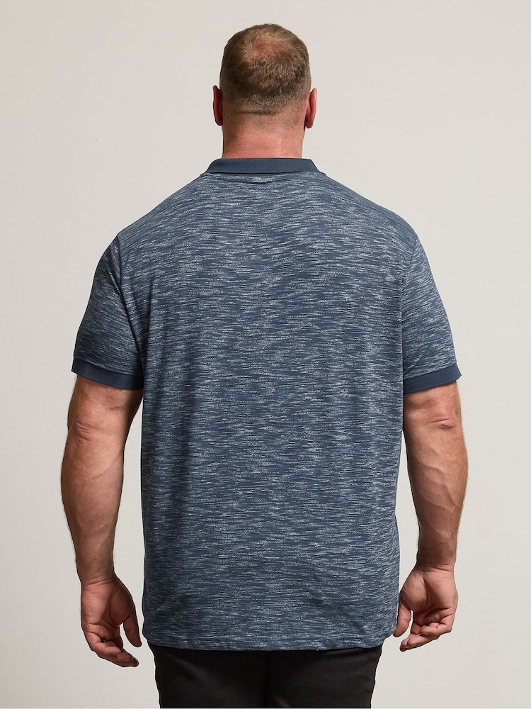 Blå - BadRhino Big & Tall Slub Polo Shirt - Bilde 2 av 4