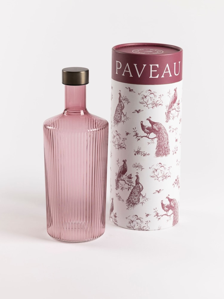 Paveau Burgundy Cable Ribbed Glass Water Bottle - Image 1 of 1