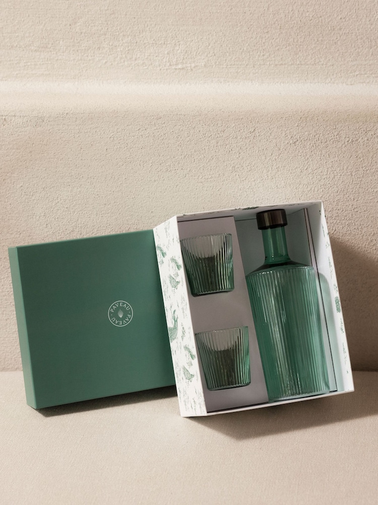 Paveau Set of 2 Green Cable Water Bottle And Glasses Gift Box - Image 1 of 1 Paveau Set of 2 Green Cable Water Bottle And Glasses Gift Box - Image 1 of 1