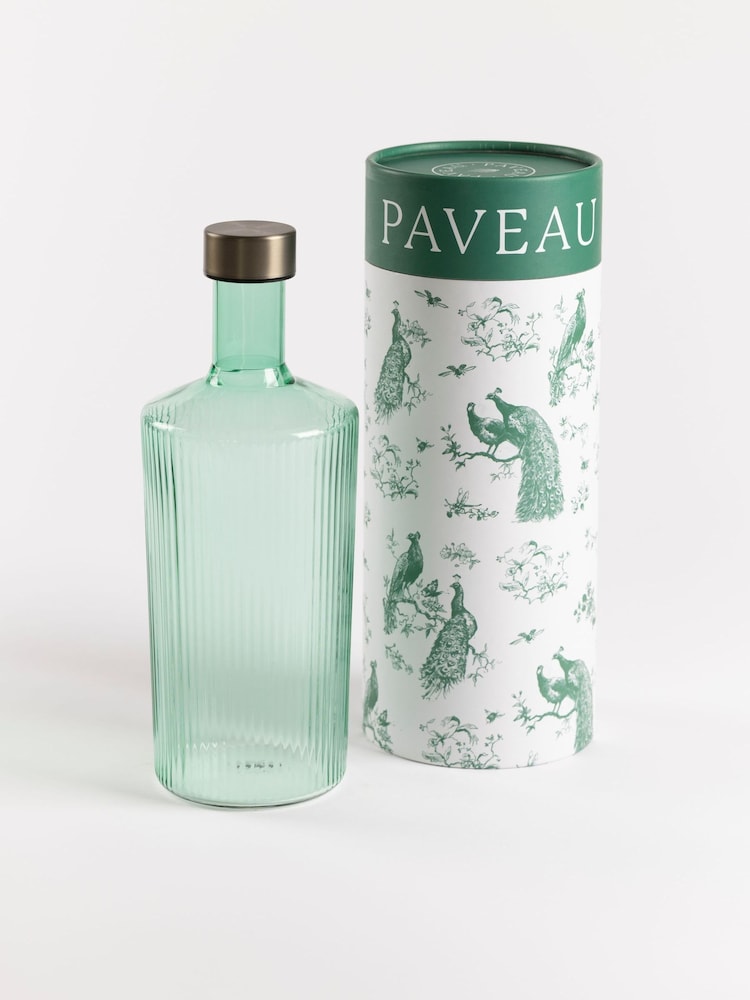 Paveau Green Cable Ribbed Glass Water Bottle - Image 1 of 1 Paveau Green Cable Ribbed Glass Water Bottle - Image 1 of 1