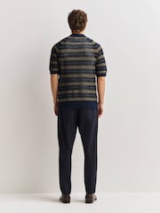 NN.07 Blue Cale V-Neck Pointelle Polo Shirt - Image 4 of 6