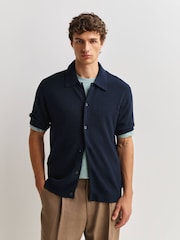 NN.07 Blue Nolan Textured Knit Shirt - Image 1 of 5