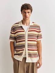 NN.07 Cream Lars Striped Polo Shirt - Image 2 of 6