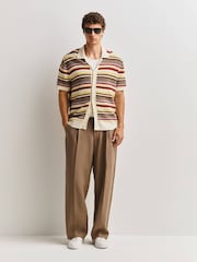 NN.07 Cream Lars Striped Polo Shirt - Image 3 of 6
