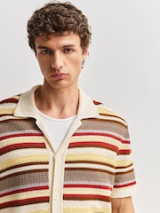 NN.07 Cream Lars Striped Polo Shirt - Image 6 of 6