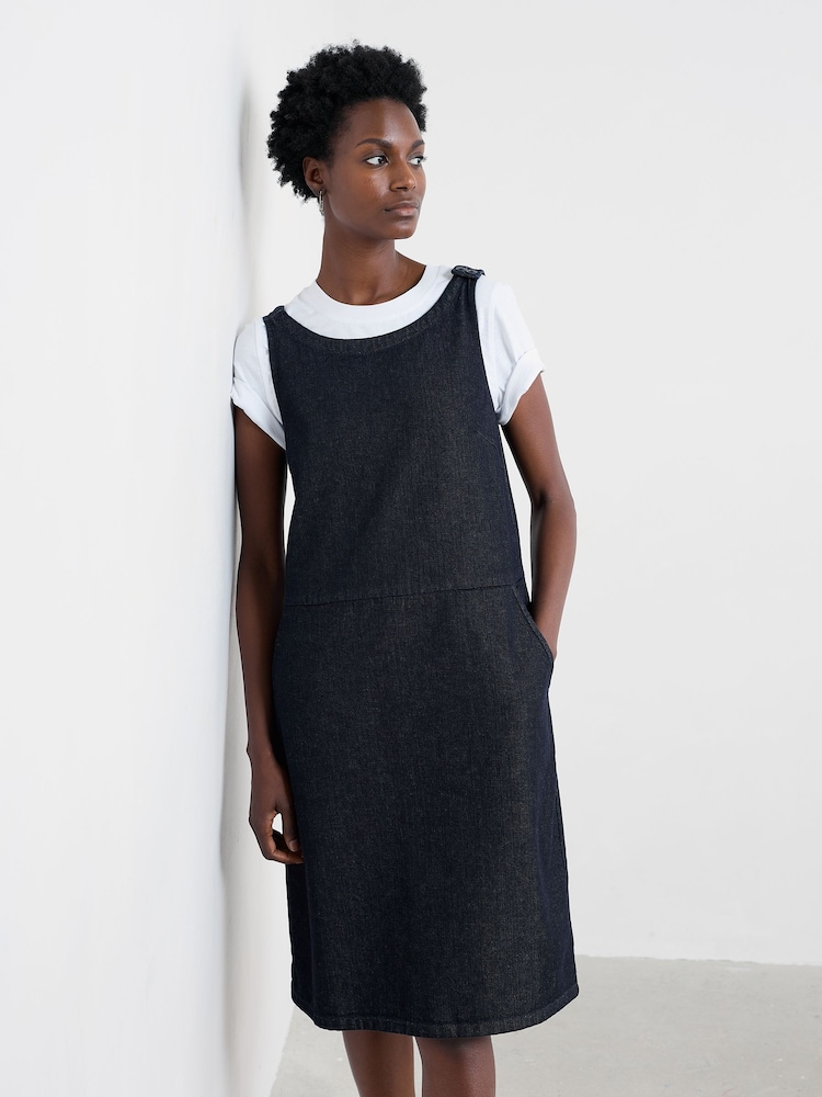 Seasalt Cornwall Blue Tall Salt Weave Pinafore Dress - Image 2 of 5 Seasalt Cornwall Blue Tall Salt Weave Pinafore Dress - Image 2 of 5