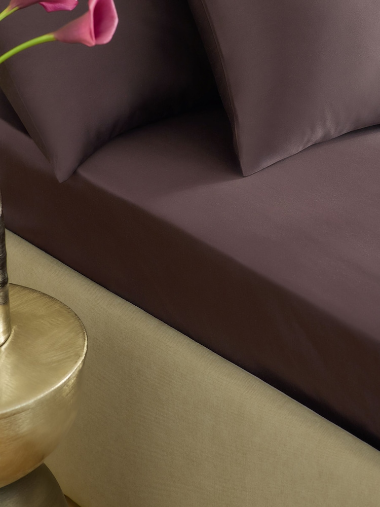 Chocolate Brown Collection Luxe 400 Thread Count Egyptian Cotton Deep Fitted Sateen Sheet - Image 1 of 2