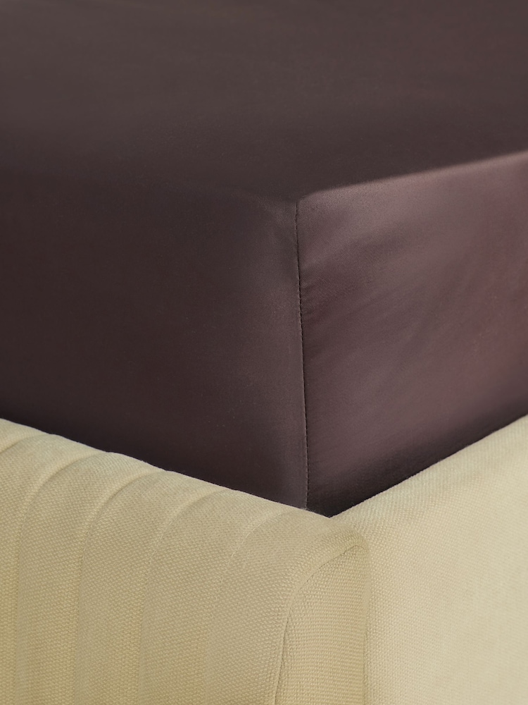 Chocolate Brown Collection Luxe 400 Thread Count Egyptian Cotton Deep Fitted Sateen Sheet - Image 2 of 2