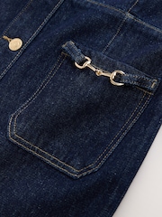 Rinse Blue Short Sleeve Gold Buckle Pocket Mini Denim Dress - Image 7 of 8