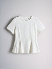 The Set 3 Pack Peplum Tops Chocolate Brown/Khaki Green/Cream - Image 3 of 11