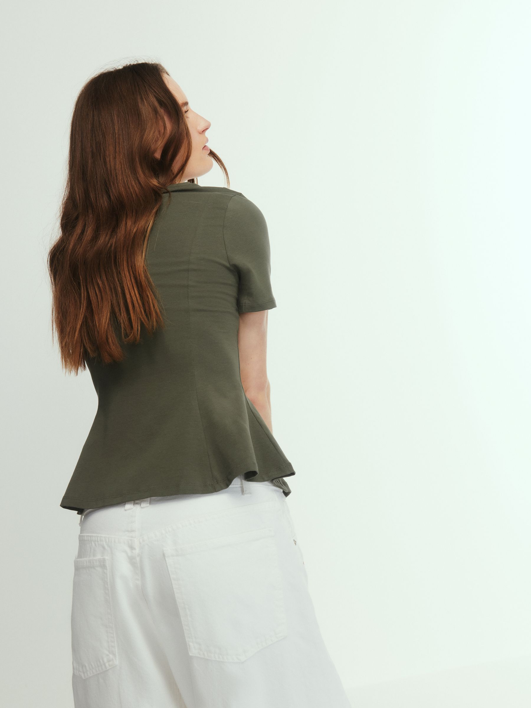 Buy The Set 3 Pack Peplum Waisted T-Shirts Chocolate Brown/Khaki