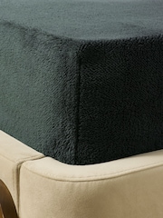 Dark Green Teddy Fleece Deep Fitted Sheet - Image 2 of 2