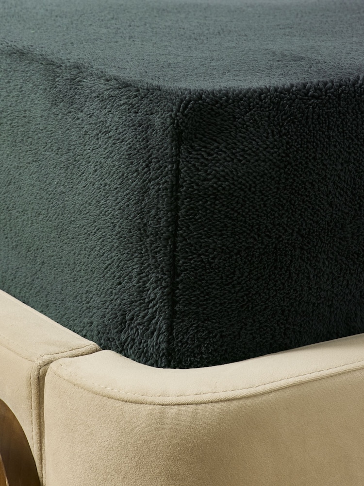 Dark Green Teddy Fleece Deep Fitted Sheet - Image 2 of 2 Dark Green Teddy Fleece Deep Fitted Sheet - Image 2 of 2