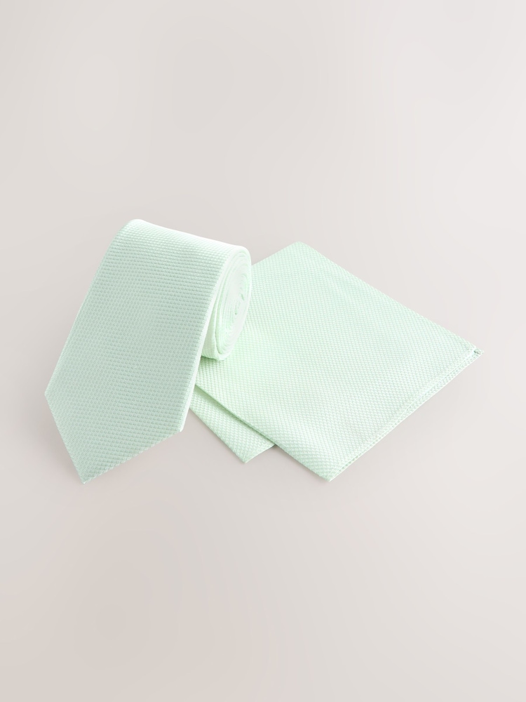 Mint Green Tie and Pocket Square Set - Image 1 of 4 Mint Green Tie and Pocket Square Set - Image 1 of 4
