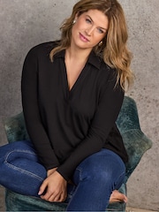 Live Unlimited Black Polo Collar Jersey Top - Image 1 of 6