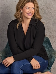 Live Unlimited Black Polo Collar Jersey Top - Image 3 of 6