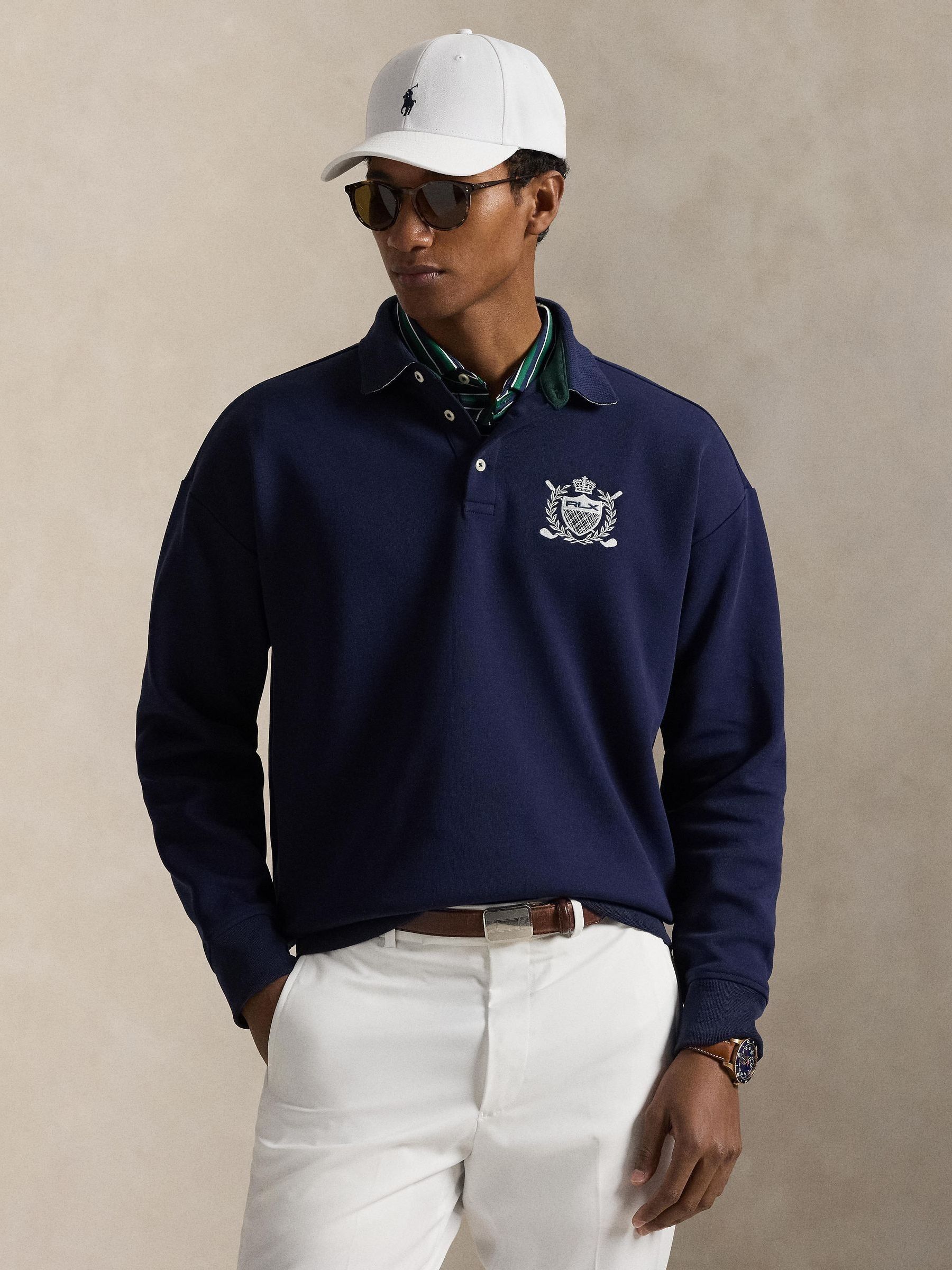 Buy Ralph Lauren Blue RLX New York Golf Long Sleeve Polo Shirt