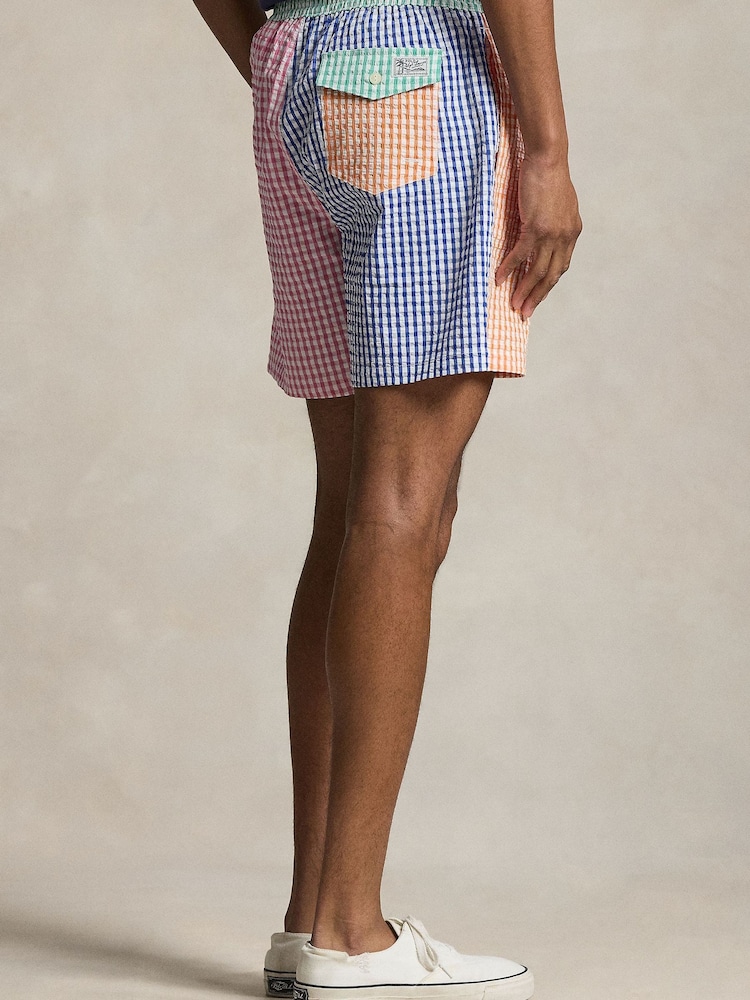 Polo Ralph Lauren Blue Seersucker Gingham Swim Shorts - Image 2 of 4