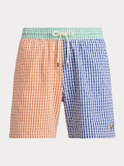 Polo Ralph Lauren Blue Seersucker Gingham Swim Shorts - Image 4 of 4