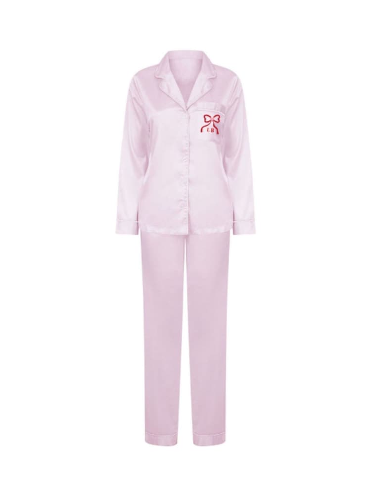 Personalised Women's Satin Bow Pyjamas by Koko Blossom - Image 1 of 2 Personalised Women's Satin Bow Pyjamas by Koko Blossom - Image 1 of 2