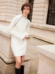 Mint Velvet Cream Whipstitch Knitted Dress - Image 1 of 8