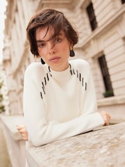 Mint Velvet Cream Whipstitch Knitted Dress - Image 3 of 8