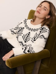 Mint Velvet White Fairisle Pattern Jumper - Image 1 of 8