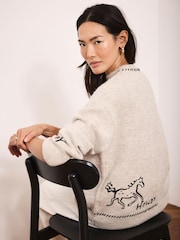 Brodert genser i ullblanding i mintfløyel - Bilde 2 av 8