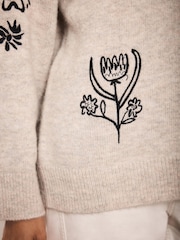 Brodert genser i ullblanding i mintfløyel - Bilde 4 av 8