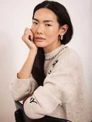 Brodert genser i ullblanding i mintfløyel - Bilde 6 av 8