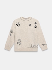 Brodert genser i ullblanding i mintfløyel - Bilde 7 av 8