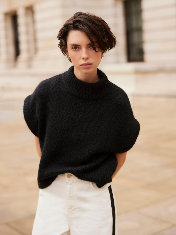 Mint Velvet Black Wool Blend Knit Top - Image 2 of 6 Mint Velvet Black Wool Blend Knit Top - Image 2 of 6