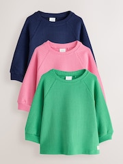 粉紅／綠色 - Ribbed Long Sleeve Raglan Top (3mths-7yrs) - 圖片 1，共 7