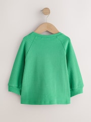粉紅／綠色 - Ribbed Long Sleeve Raglan Top (3mths-7yrs) - 圖片 5，共 7