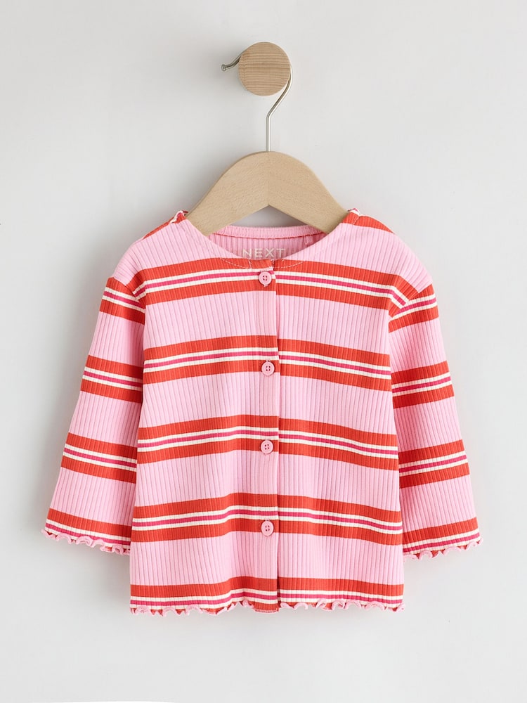 Green/Pink Long Sleeve Ribbed Cardigans 3 Pack (3mths-7yrs) - Image 2 of 8