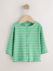 Green/Pink Long Sleeve Ribbed Cardigans 3 Pack (3mths-7yrs) - Image 5 of 8