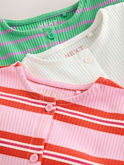 Green/Pink Long Sleeve Ribbed Cardigans 3 Pack (3mths-7yrs) - Image 6 of 8