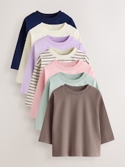 Neutral Pink Long Sleeve T-Shirts 7 Pack (3mths-7yrs) - Image 1 of 11