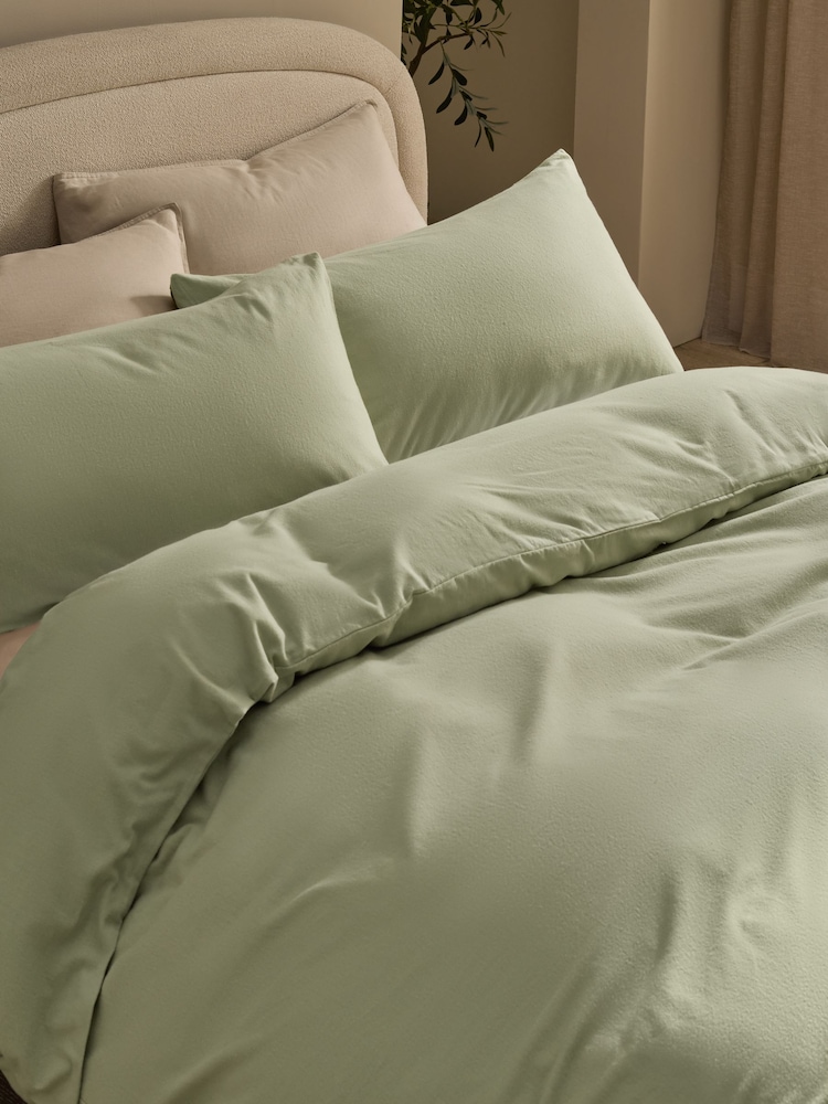 Green Sage Supersoft Brushed Cotton Plain Bed Set - Image 1 of 4