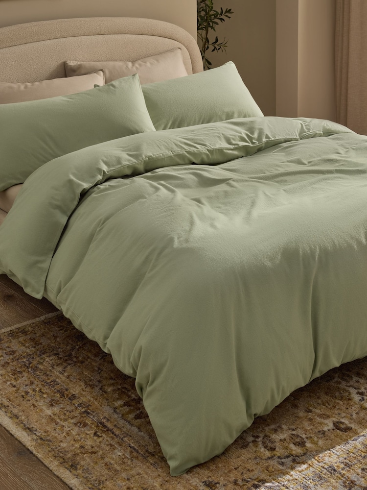 Green Sage Supersoft Brushed Cotton Plain Bed Set - Image 2 of 4