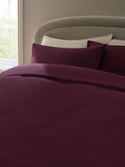 Burgundy Supersoft Brushed Cotton Plain Duvet Cover and Pillowcase Set - Image 2 of 4