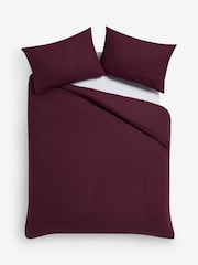 Burgundy Supersoft Brushed Cotton Plain Duvet Cover and Pillowcase Set - Image 4 of 4