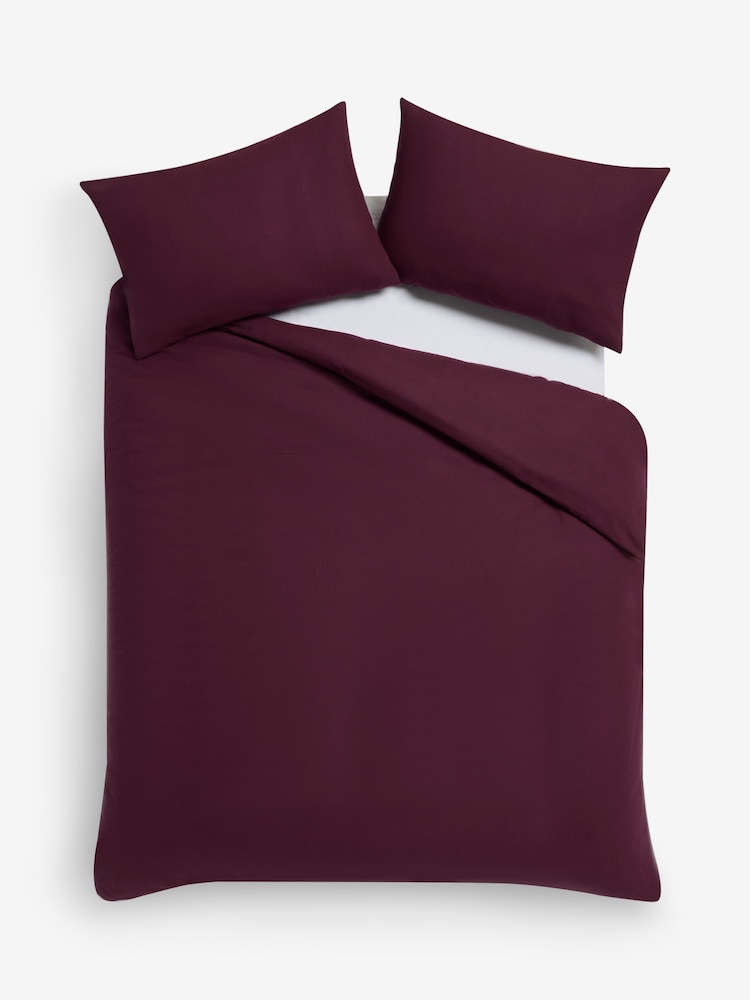 Burgundy Supersoft Brushed Cotton Plain Duvet Cover and Pillowcase Set - Image 4 of 4 Burgundy Supersoft Brushed Cotton Plain Duvet Cover and Pillowcase Set - Image 4 of 4
