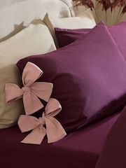 Burgundy Supersoft Brushed Cotton Bow Tie Edge Bed Set - Image 3 of 4