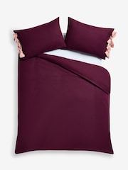 Burgundy Supersoft Brushed Cotton Bow Tie Edge Bed Set - Image 4 of 4