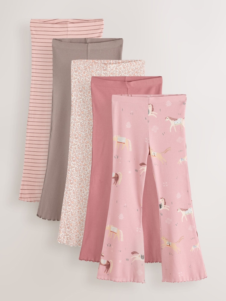 Brown Horse Ribbed Flare Leggings 5 Pack (3mths-7yrs) - Image 1 of 9 Brown Horse Ribbed Flare Leggings 5 Pack (3mths-7yrs) - Image 1 of 9