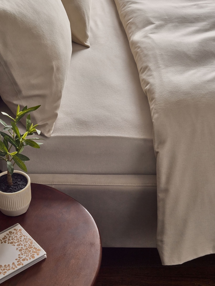 Natural Brushed Cotton Supersoft Fitted Sheet - Image 1 of 2 Natural Brushed Cotton Supersoft Fitted Sheet - Image 1 of 2